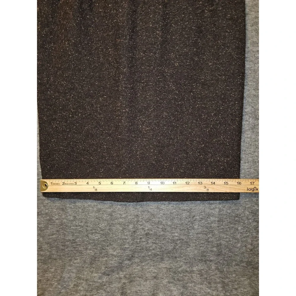 Banana Republic Wool Silk Blend Dress 0 Brown Tweed V-Neck Knee Length Lined - Picture 6 of 8